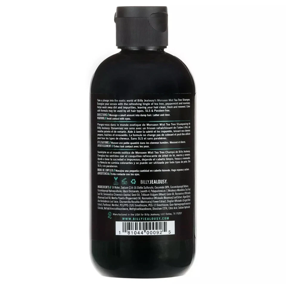 Champú para árbol de té Billy Jealousy Monsoon Mist para hombre, 8 OZ Foto 2 de 2
