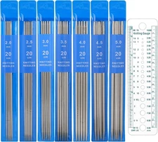 36 Pcs Double Pointed Knitting Needles Set 7 Sizes 7.9 Inch Long Straight Needle