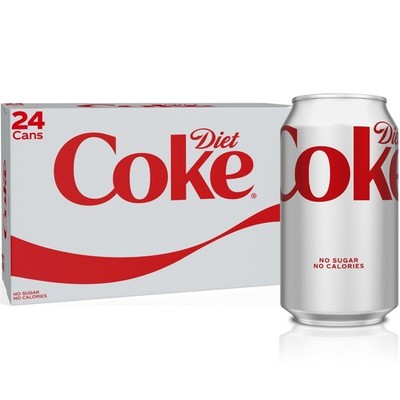 Diet Coke Diet Cola   12 fl oz Cans, 24 Pack, Soda Pop, Zero Calorie Refreshment