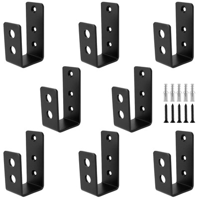 8 Pack 2 x 4 Inch Door Barricade Brackets, Heavy Duty Drop Open Bar Holder, B...