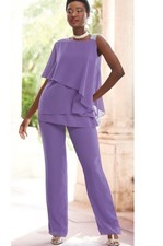 Size 18W Ashro Purple Formal Wedding Party Rhinestone Embellished Elle Pant Suit