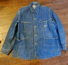 Super Rare Vintage Lee 91-J lot sanforized union made denim chore jacket Size 42