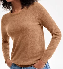 NWT CHARTER CLUB LUXURY XL 100% Cashmere Crewneck Sweater, Praline, $139