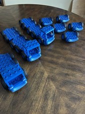 3 LEGO DUPLO SEMI TRUCK Blue AConstruction CAB & TRAILER Other Parts Included