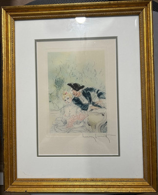 Louis Icart Original Etching Hand Signed Limited Edition ''Fixated'' 1946 Rare