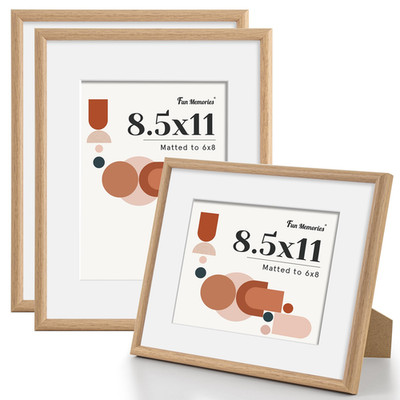 Fun Memories 8.5X11 Picture Frame Display Pictures 6X8 Mat Or 8.5X11 Without
