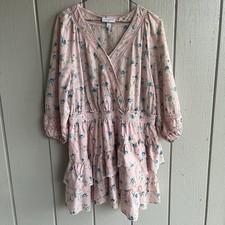 Love Shack Fancy x Target Esme Cotton Wrap Dress Pink Floral Print Size 1X