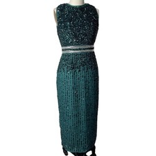 Mac Duggal Emerald Green Sequin Beaded Column...