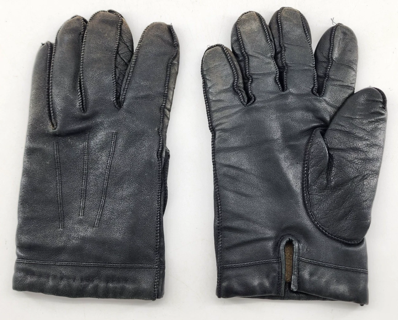 Vintage Aris Men’s Size Large Gloves Black Leather Acrylic Knit Lined