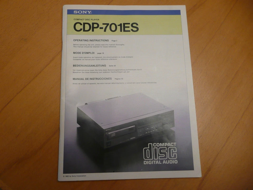 SONY CDP-701ES Compact Disc Player - Original Bedienungsanleitung -