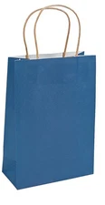 12 Navy Blue Kraft Gift Bags Medium Size – Paper Party Favor Bags by Fun Express