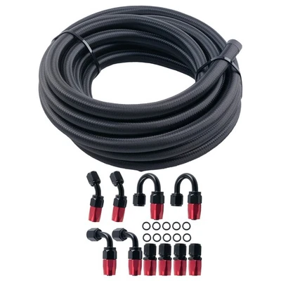 6AN-AN6 5m 16.4FT Tuyau de carburant huile tressé en nylon Oil Fuel Hose End Ki - Photo 1/4