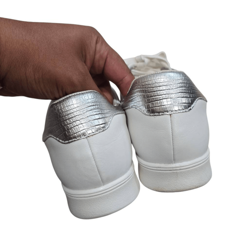 Zapatillas deportivas Frankie4 Jackie III para mujer 8,5 blancas plateadas lagarto - Imagen 8 de 10