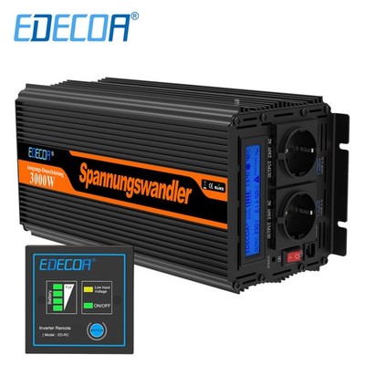 EDECOA 3000W 6000W Spannungswandler 12V 230V Wechselrichter Fernbedienung LCD