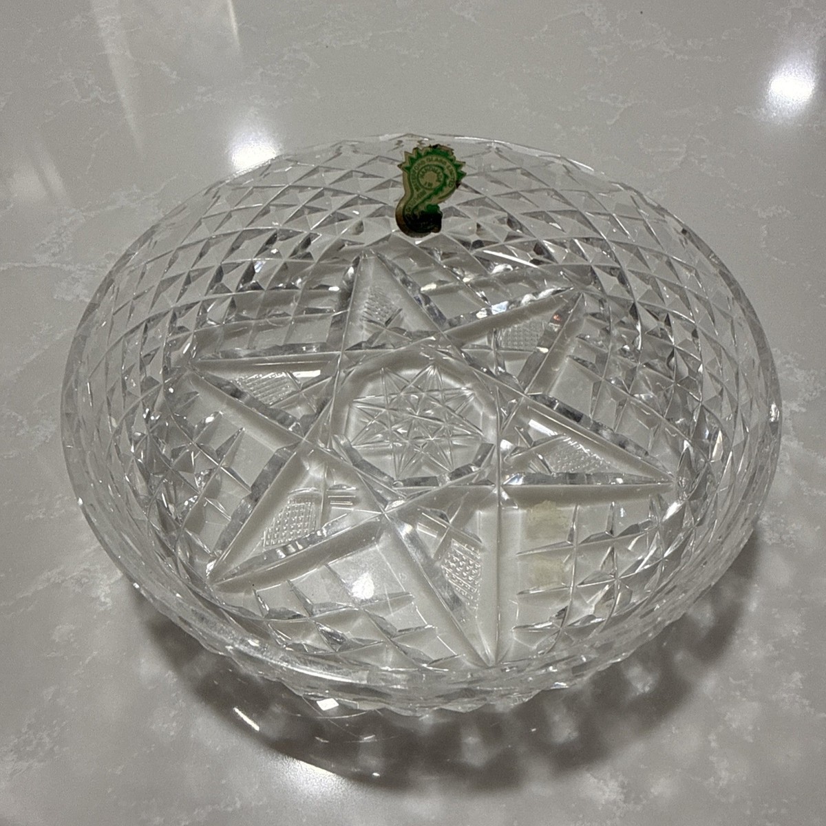 Brilliant Cut Crystal Bowl: Hobstar & Five-pointed Star  Beautiful Vintage 5 Point Star Bowl display picture 1