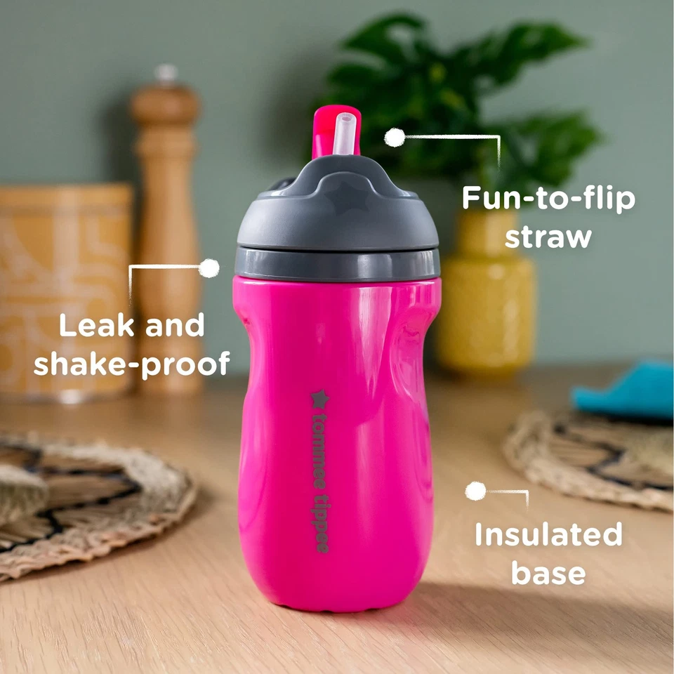 Tommee Tippee 9oz Pink Toddler Straw Cup Spill Proof BPA Free Easy Clean - Image 2 of 4