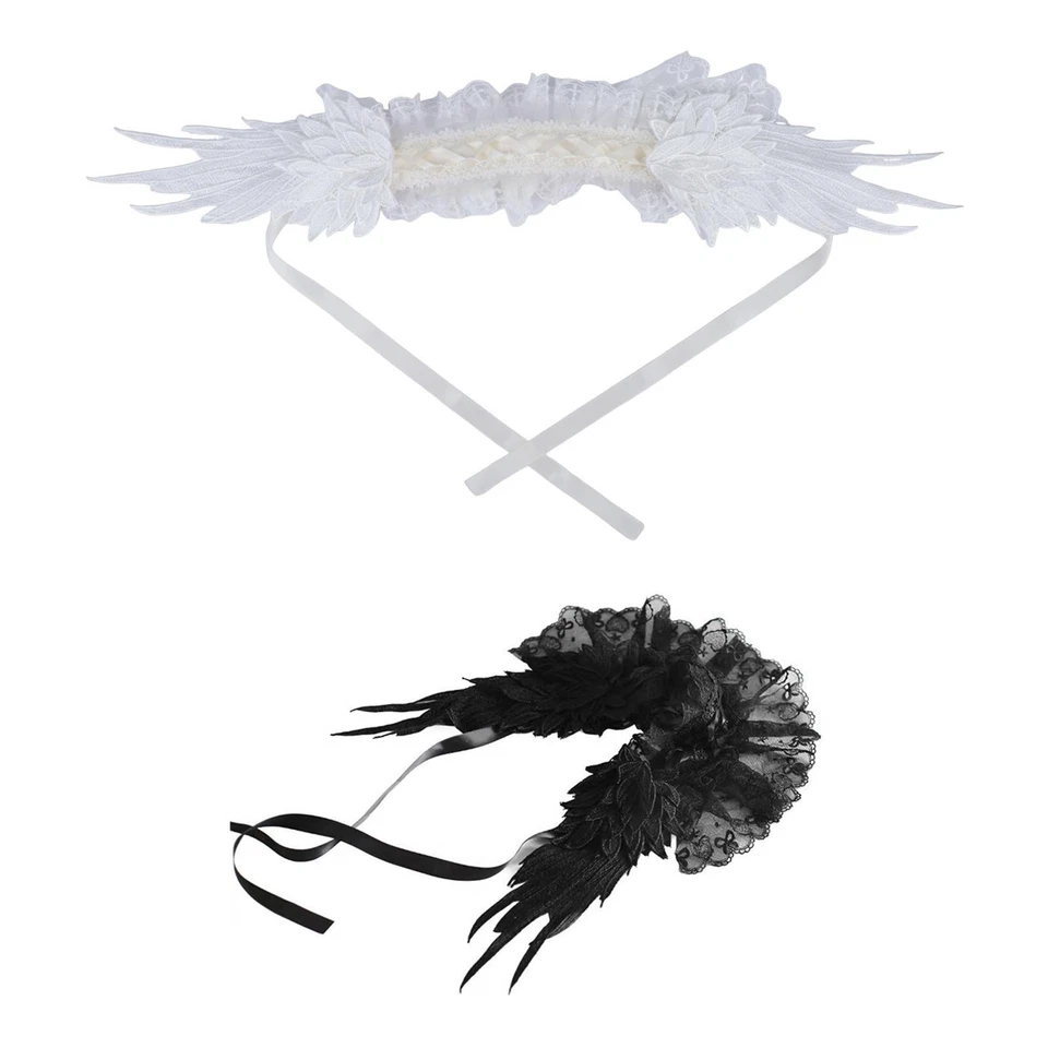 Diadema gótica Lolita tocado de encaje ligero 48 cm largo adorno para el cabello Foto 2 de 2