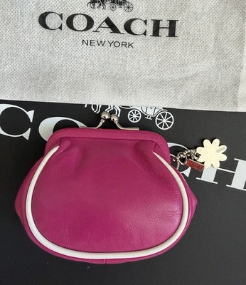 COACH PINK LEATHER MINI KISSLOCK COIN PURSE BAG CHARM FOB | eBay