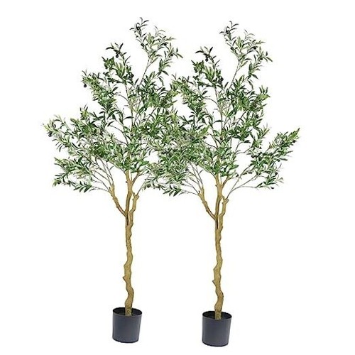 Tall Faux Olive Tree,7ft(84in) Realistic Potted Silk Artificial Olive Tree,