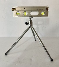 Vintage Precision Tripod Mounted 3-Vial Instrument Level Adjustable Brass Ends
