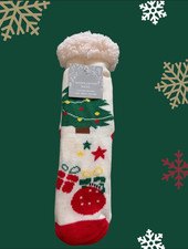 Christmas Adult Sherpa Lined Non-Slip Slipper Sock OSFM