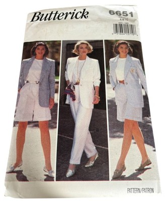 Butterick Sewing Pattern 6651 90s Power Suit Jacket Shorts Pants Easy 6-10 UC