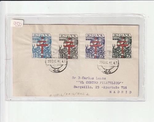 1941 Madrid, Spain FDC W/ Sct#B125-26/RA16/Rac2 Stamp Set