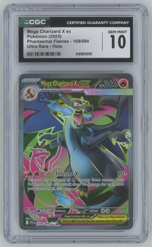 2025 Pokemon Phantasmal Flames Mega Charizard X ex CGC 10 Ultra Rare Holo #109