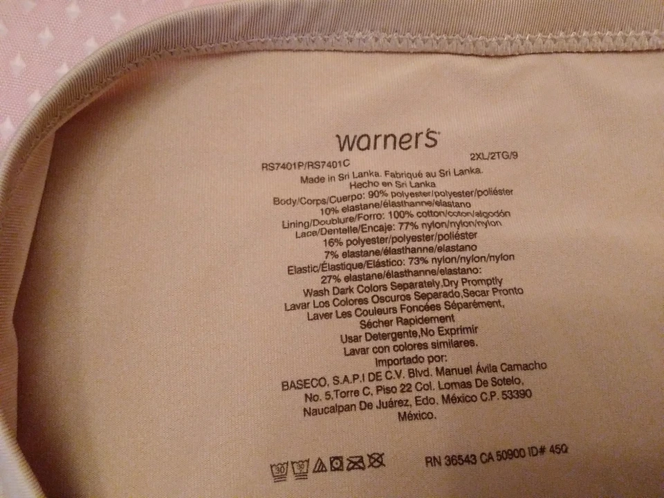Bragas Nuevas con Etiquetas Warner’s No Muffin Top Calzoncillo Talla 2X 9 Beige Tostado Foto 3 de 3