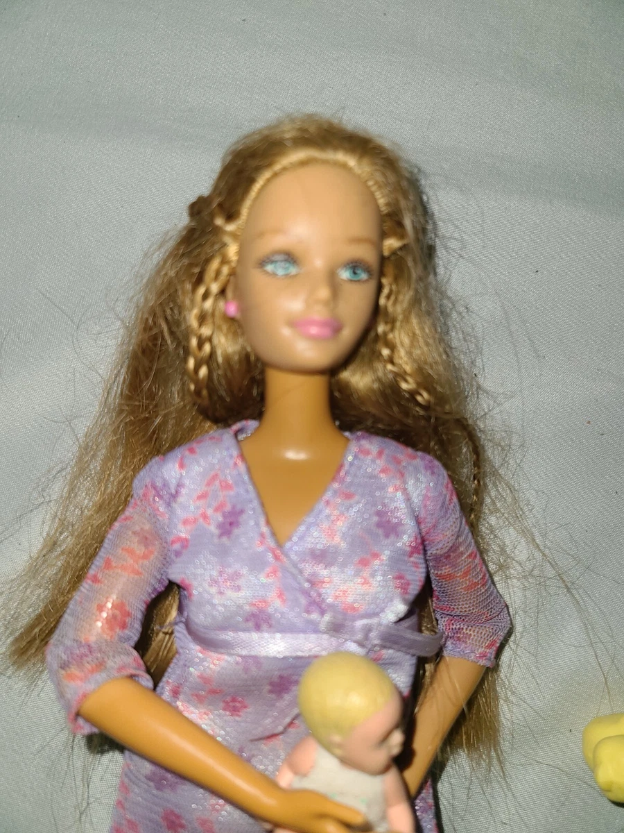 Vtg Happy Family Pregnant Midge Barbie Doll TLC Hair NO BELLY WITH Baby