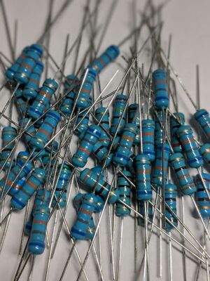 QTY  2 each - 1/2 W 5% carb flm blue resistors -Pick Value-99 cents-Mr Circuit
