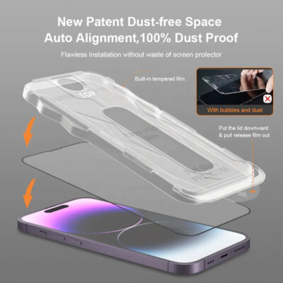 Display Schutz Glas IPHONE 14 / 13 / 13 PRO EASY-STICK BOX Montage Hilfe Kit Set