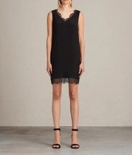 ALLSAINTS Camia Lace Trim V-Neck Shift Slip Mini Camisole Dress Nordstrom S $168