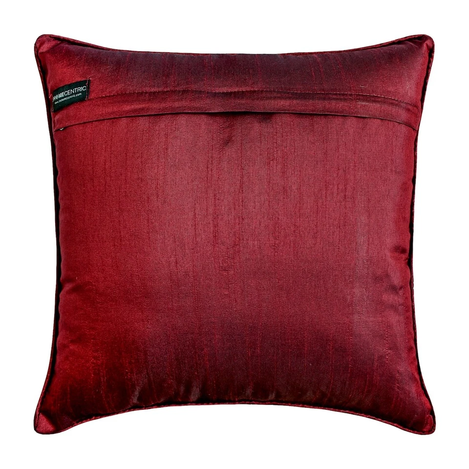 Red Jacquard  Pleated Dull Gold Damask 16"x16" Throw Pillow Cover - Damask Aurum - Image 3 of 4