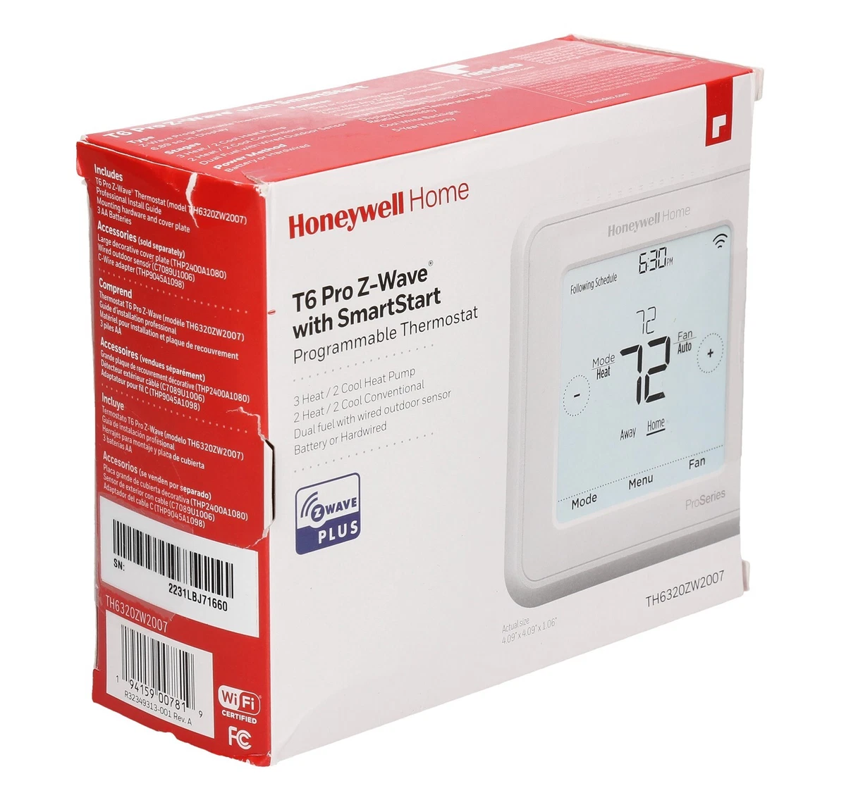 Honeywell Home TH6320ZW2007/U Z-Wave T6 Pro Thermostat - White | eBay