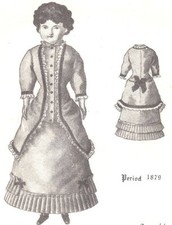 16" Period DOLL DRESS PATTERN Victorian German French ANTIQUE vintage look 4008