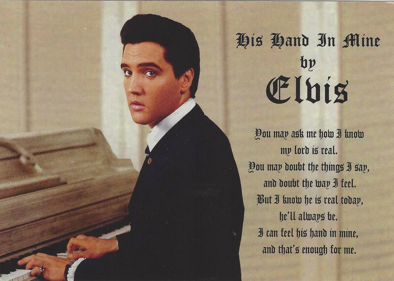 Elvis Presley His Hand in Mine Postcard Lord Is Real Prayer Color New Free Ship