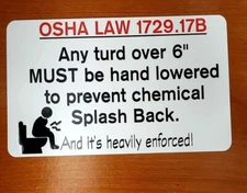 Osha law safety Bathroom Turd prank sticker set of 4