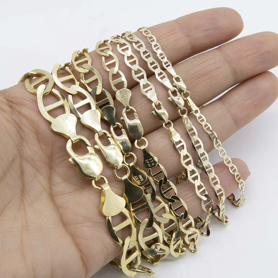 Solid 10K Yellow Gold Shiny Mariner Link Chain Bracelet Real 10K All Sizes - Image 2 of 4