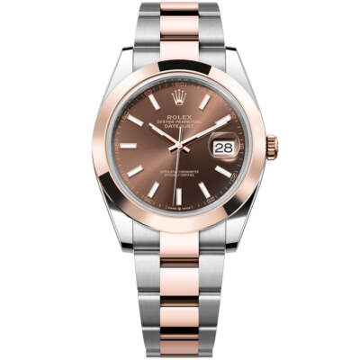 Rolex Datejust 41mm Chocolate Dial Oyster Two-Tone Steel Rose Gold Watch 126301