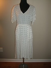 Lou & Grey for Loft White Pom Pom Polka Dot V-Neck Midi Dress Size S NWT