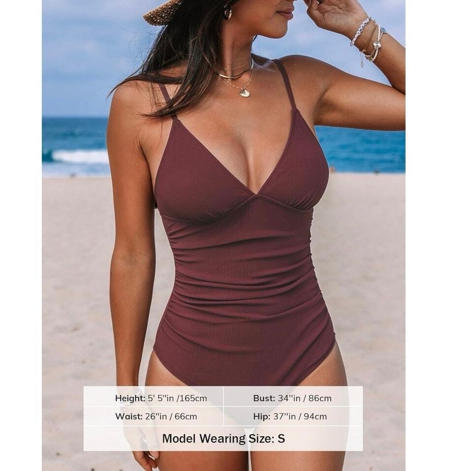 CUPSHE NWT Women's One Piece Swimsuit Tummy Control Spaghetti Cutout Back  Kont S