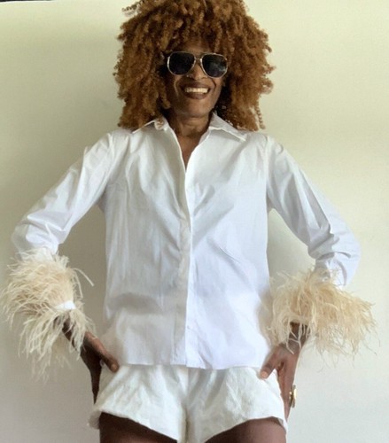 BNWT ZARA WHITE LONG FEATHER SLEEVE BUTTON UP COTTON SHIRT BLOUSE TOP SIZE: L - Picture 8 of 19