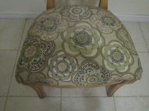 Wood Dining Chair Upholstered Seat Honey Set of 4 - Picture 9 of 11