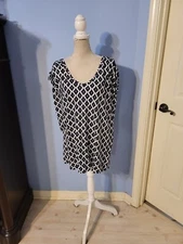 Gap Small Blouse Womens Blue And White Tunic Vneck 