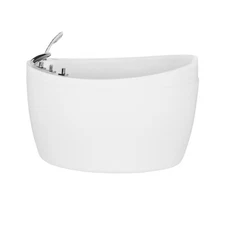 EMPAVA 59 in. Left Drain Oval Freestanding Air Jets Bathtub in White