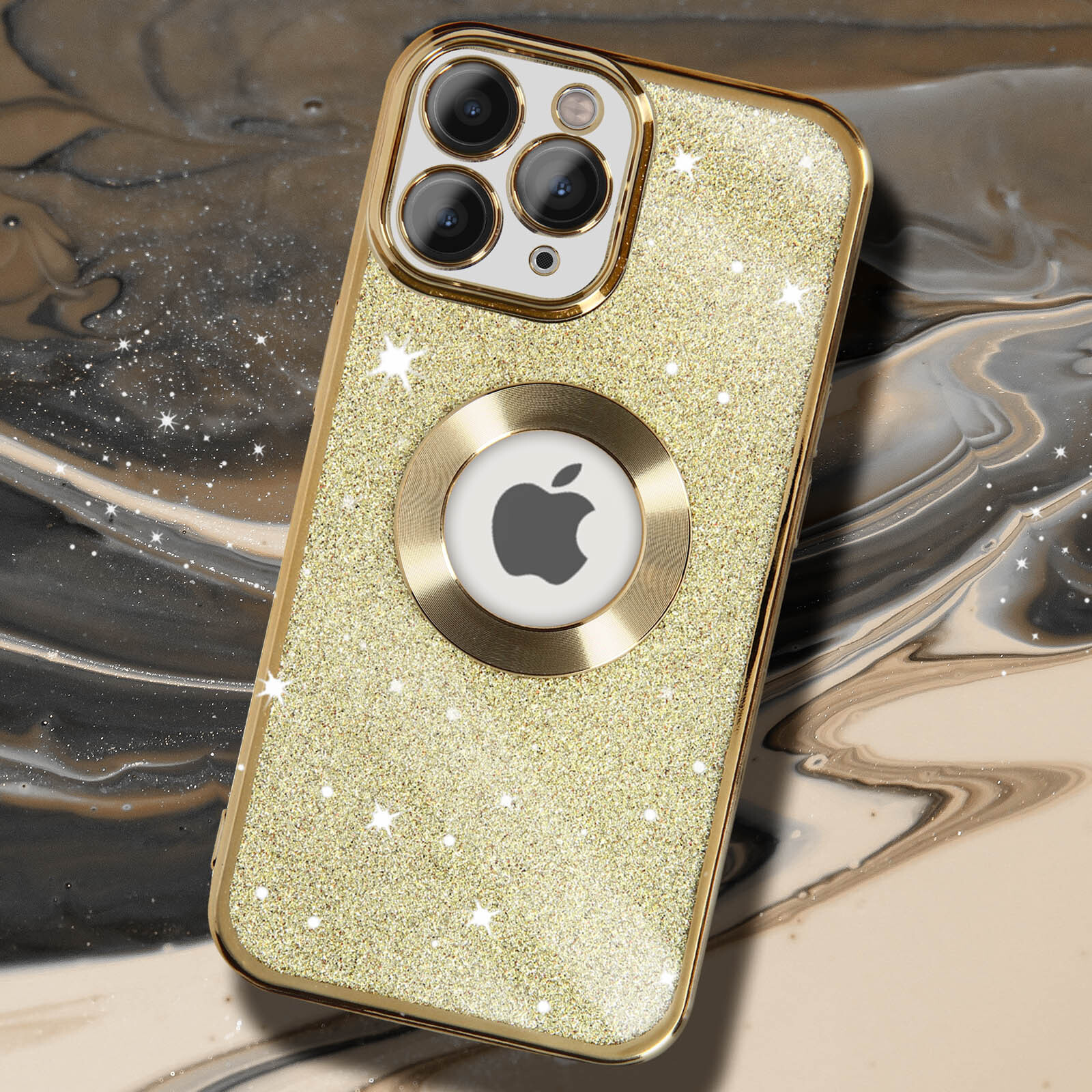 Case for iPhone 11 Pro Max Removable Glitter Silicone Gel Protecam Gold
