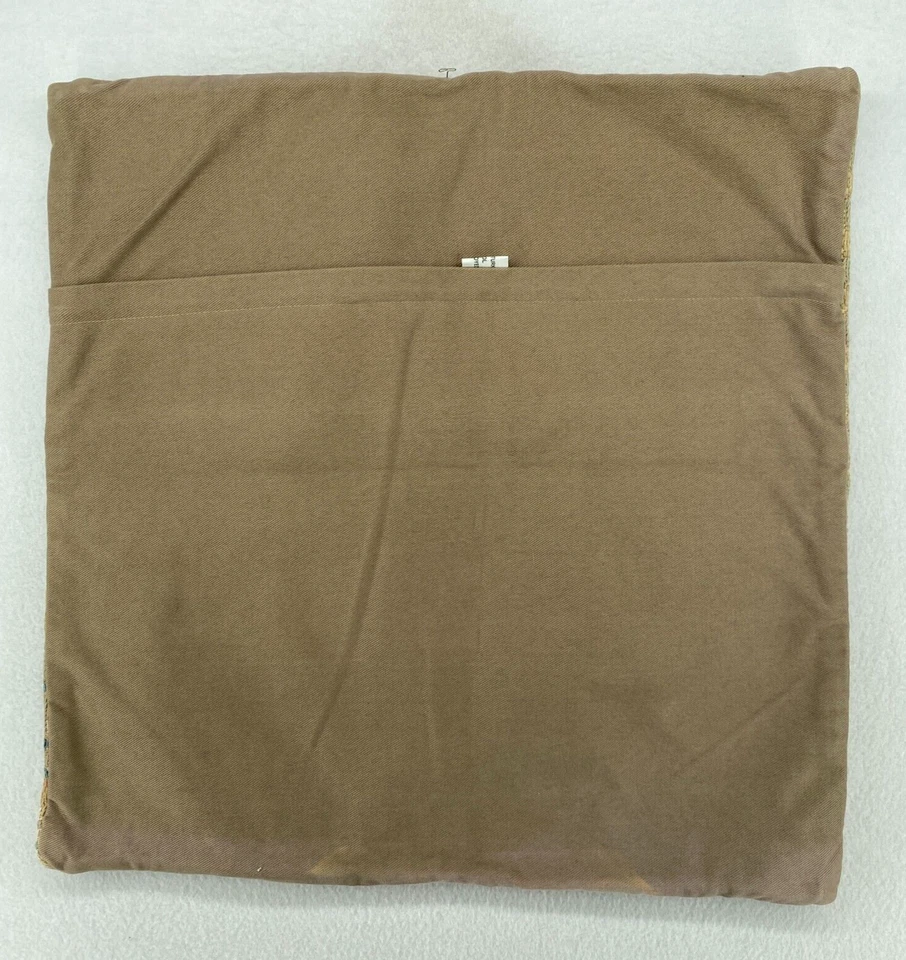 ALMOHADA KILLIM SHAM Hecha a Mano Lana Teñida Vegetal Texturizada Cuadrada Marrón 21 x 21 pulgadas Foto 2 de 4