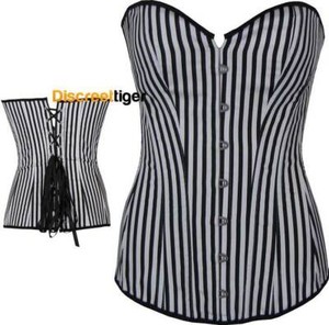 black and white striped bustier