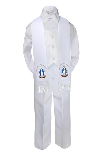 6pc Baby Toddler Boy Teens Blue Mary Stole Communion Christening Suit S-20 - Picture 8 of 18